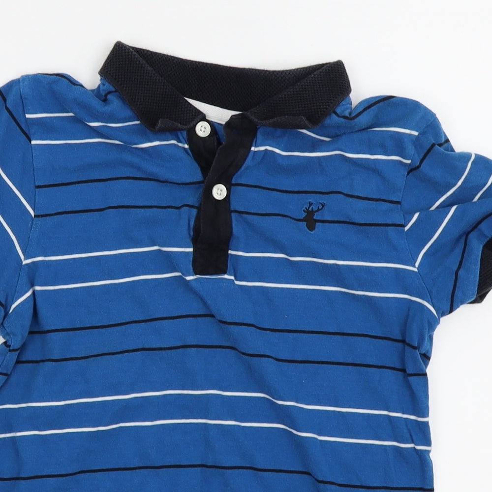 Blue Zoo Boys Blue Striped  Basic Polo Size 9-10 Years