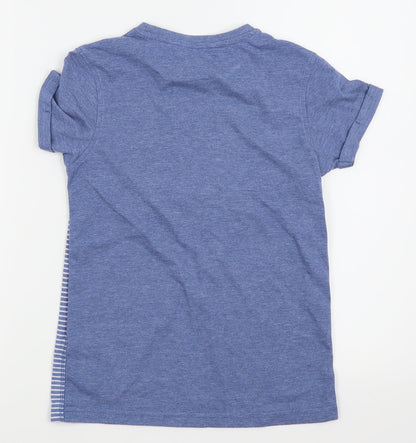 Back view of Asda George boys’ blue striped basic polo, size 9-10, years