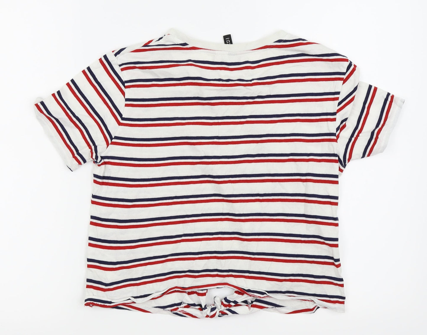 Divided by H&M Womens White Striped  Basic Polo Size S