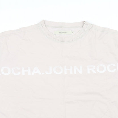 Close-up detail of RJR.John Rocha women’s beige basic t-shirt, size XL