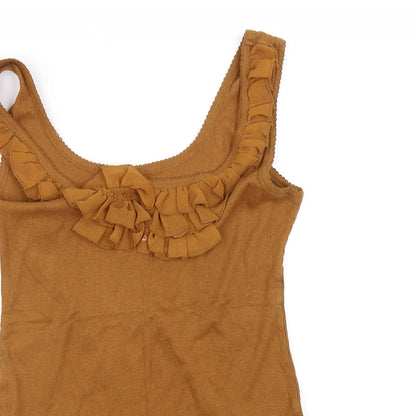 Close-up detail of Atmosphere women’s orange basic blouse, size UK 14