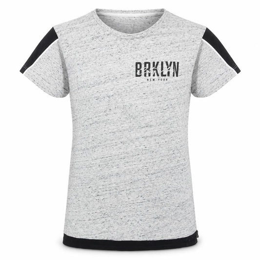 Front view of Primark girls’ grey basic t-shirt, size 9, years