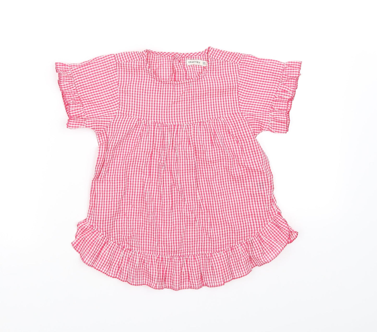 csrafted Girls Red Check  Basic Button-Up Size 5-6 Years