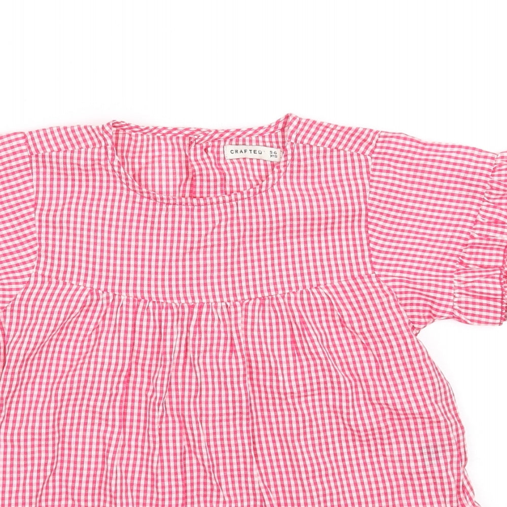 csrafted Girls Red Check  Basic Button-Up Size 5-6 Years
