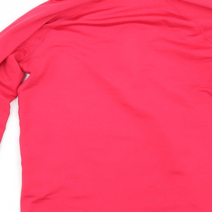 Brand and care label for Oxylane girls’ pink jumper, size 10, years