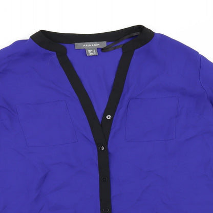 Close-up detail of Primark women’s purple basic button-up, size UK 8