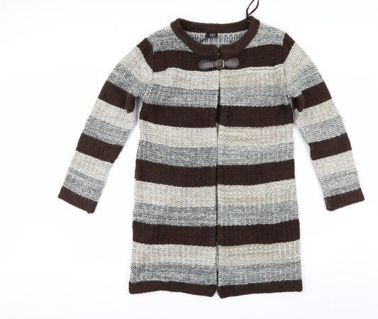 F&F Womens Beige Striped  Cardigan Jumper Size M