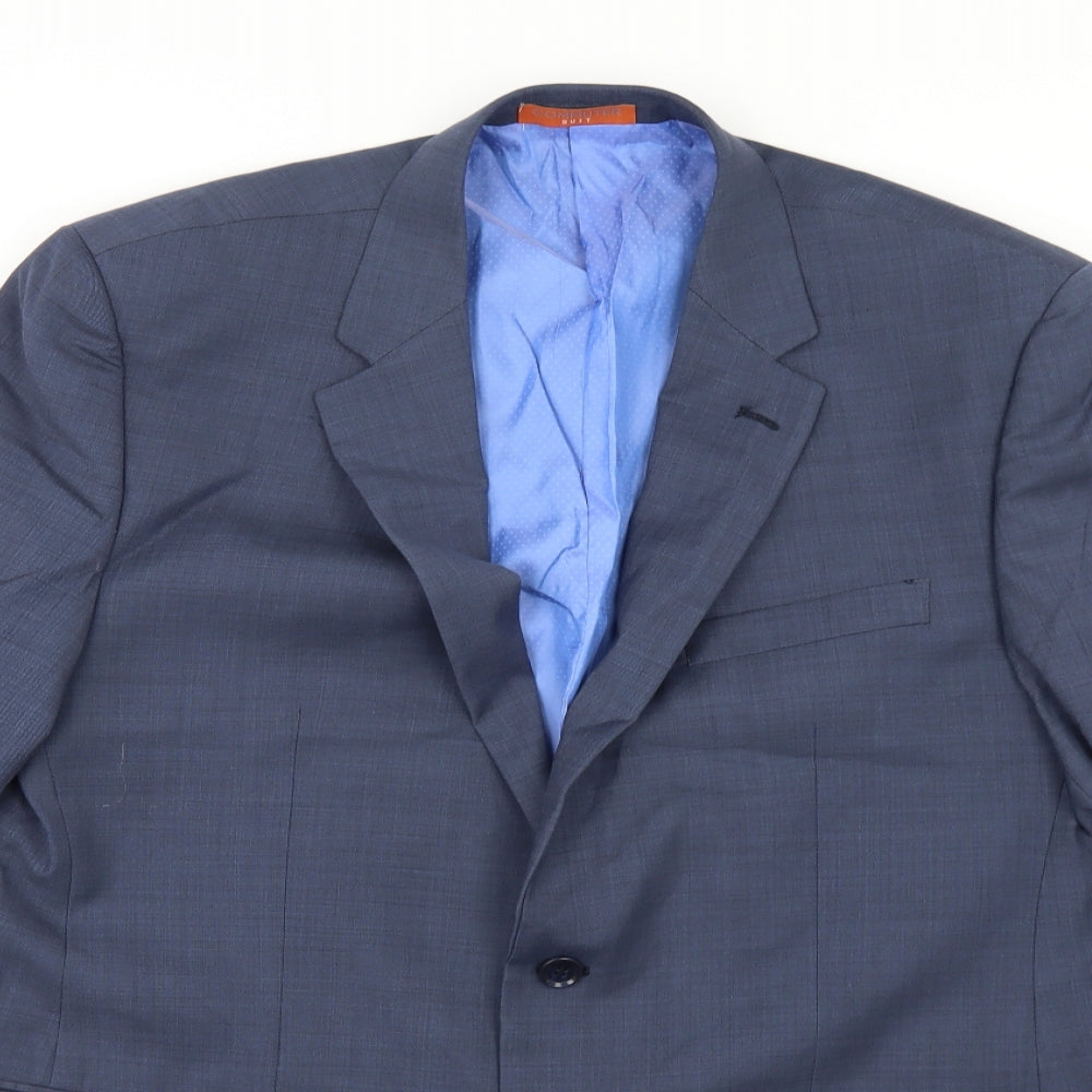 COMMUTER SUITS Mens Blue Herringbone  Jacket Suit Size 44