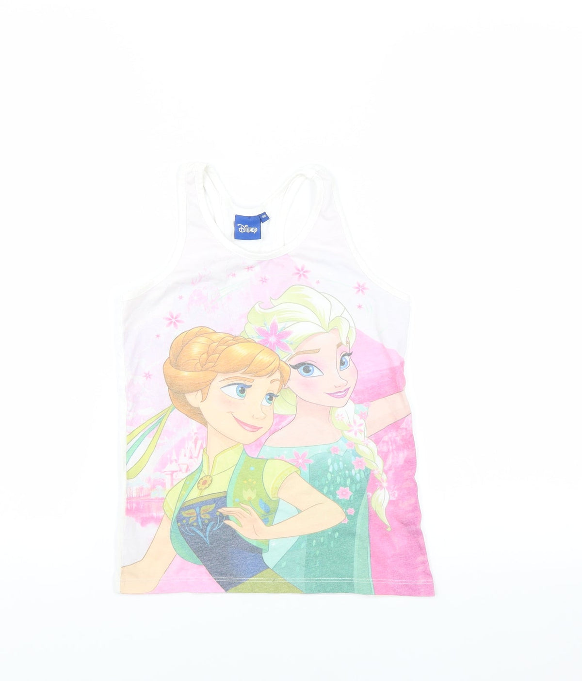 Disney Girls White   Basic Tank Size 10 Years  - frozen