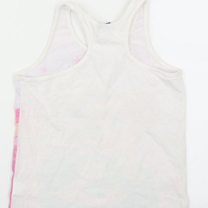 Brand and care label for Disney girls’ white basic tank, size 10, years - frozen