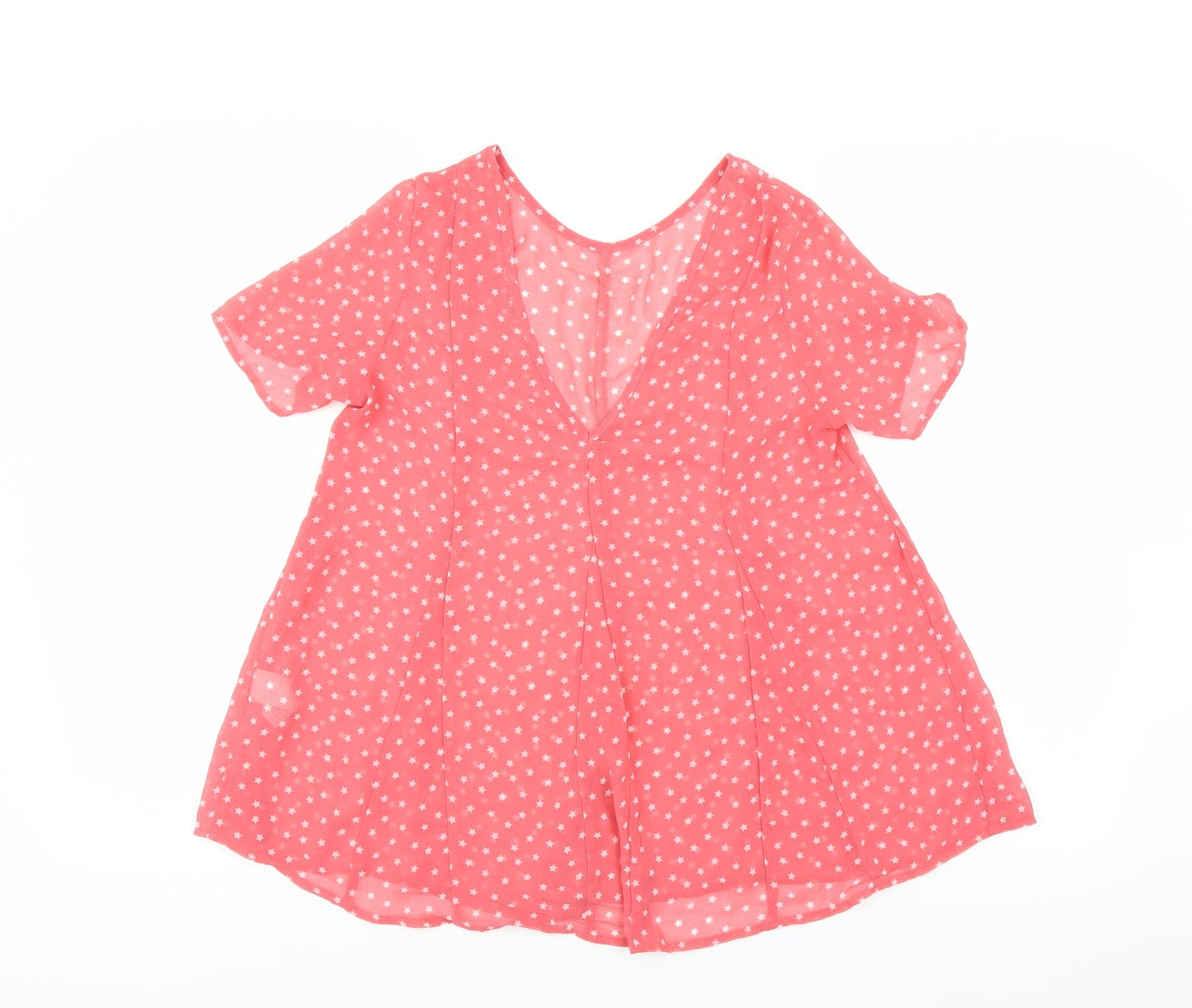 NEXT Womens Pink   Basic Blouse Size 6  - star pattern sheer