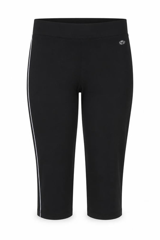 Front view of Olympus women’s black cropped leggings, size UK 10, 20-inch leg