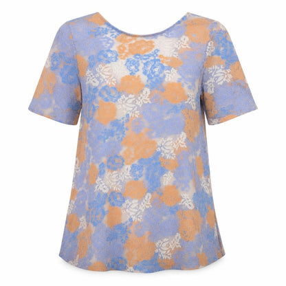 Front view of River Island women’s multicoloured floral basic t-shirt, size UK 10