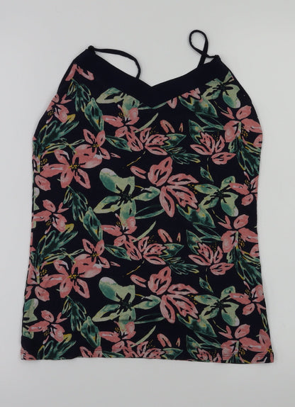 Additional front view of Dunnes women’s blue floral basic t-shirt, size S
