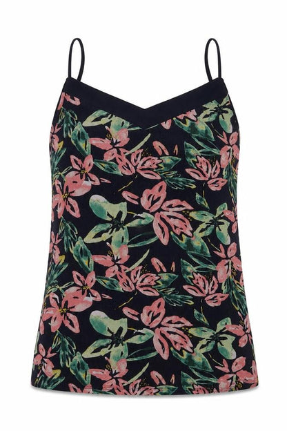 Front view of Dunnes women’s blue floral basic t-shirt, size S