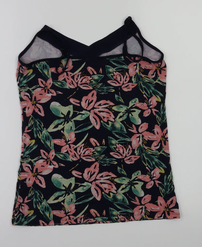 Back view of Dunnes women’s blue floral basic t-shirt, size S