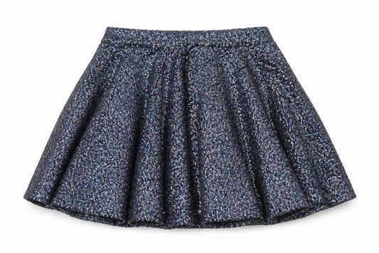 Front view of Topshop women’s blue flare skirt, size UK 10
