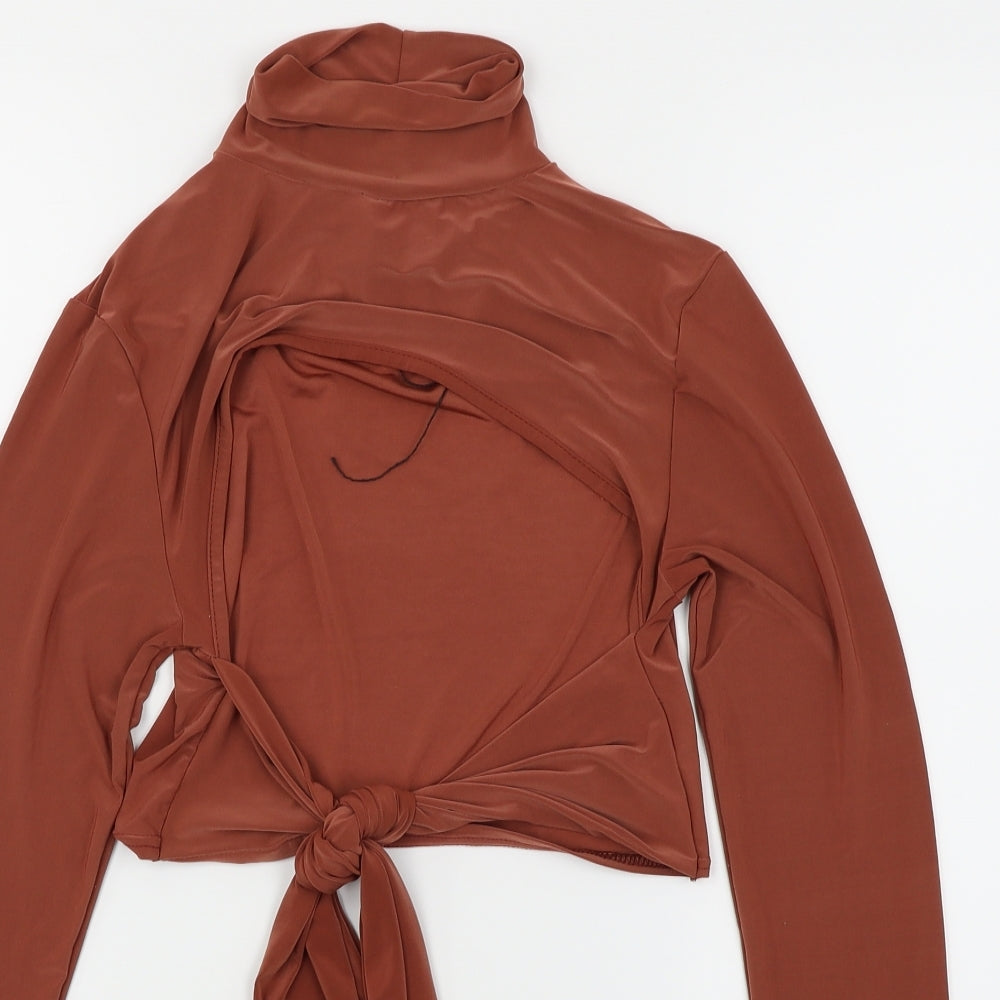 Pretty Little Thing Womens Brown   Cropped Blouse Size 10