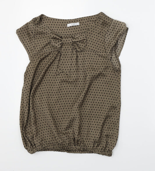 S.Y Womens Brown Polka Dot  Basic Blouse Size M