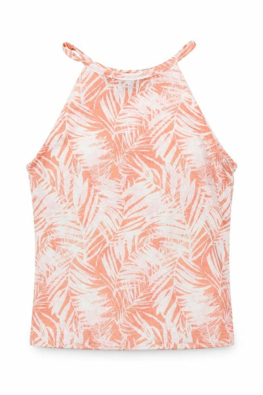 Primark Womens Orange Floral  Camisole T-Shirt Size 8  - Cropped Halter