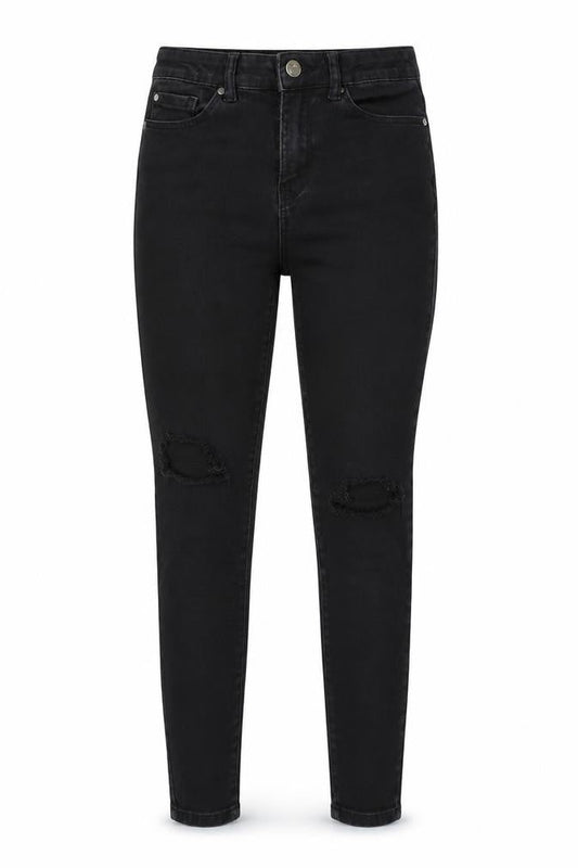 Denim Co Womens Black  Denim Skinny Jeans Size 12 L25 in - Ripped Knees