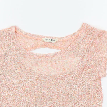 Close-up detail of Miss Selfridge women’s orange basic blouse, size UK 12