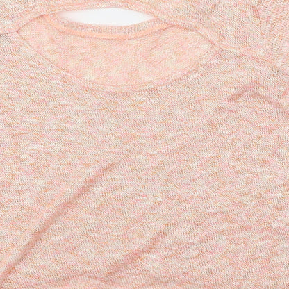 Brand and care label for Miss Selfridge women’s orange basic blouse, size UK 12