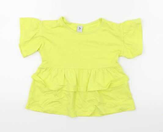 TU Girls Yellow   Basic T-Shirt Size 3 Years  - Peplum