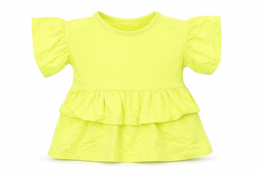 Front view of Tu girls’ yellow basic t-shirt, size 3, years - peplum
