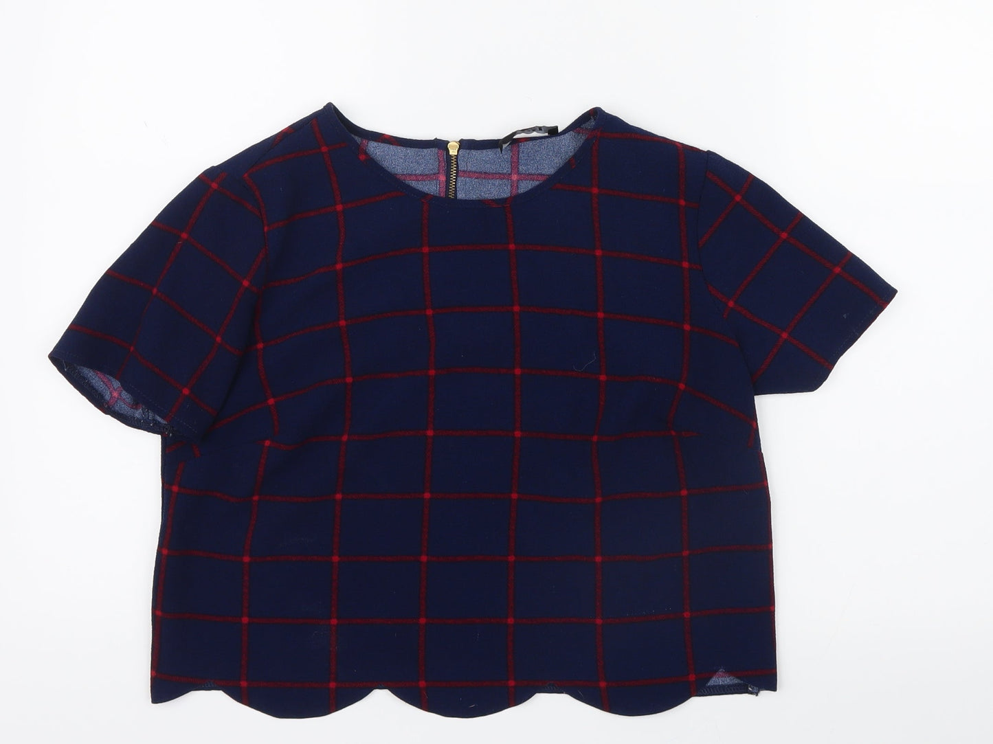 George Womens Red Check  Basic T-Shirt Size 10