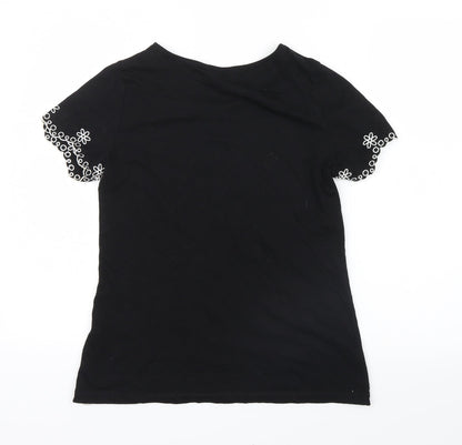 Back view of Dorothy Perkins women’s black basic t-shirt, size UK 6