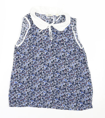 Additional front view of Jack Wills women’s blue floral basic blouse, size UK 8