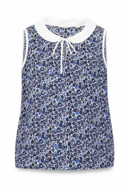 Front view of Jack Wills women’s blue floral basic blouse, size UK 8