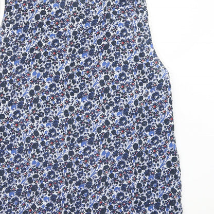 Brand and care label for Jack Wills women’s blue floral basic blouse, size UK 8