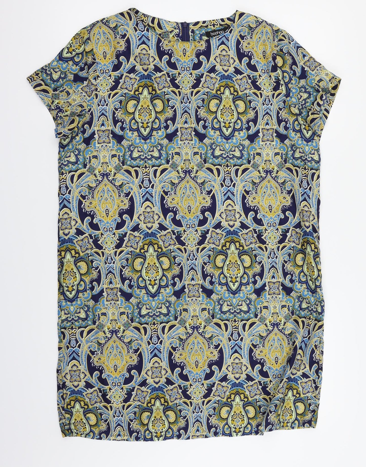 Boohoo Womens Multicoloured Geometric  Basic Blouse Size 12