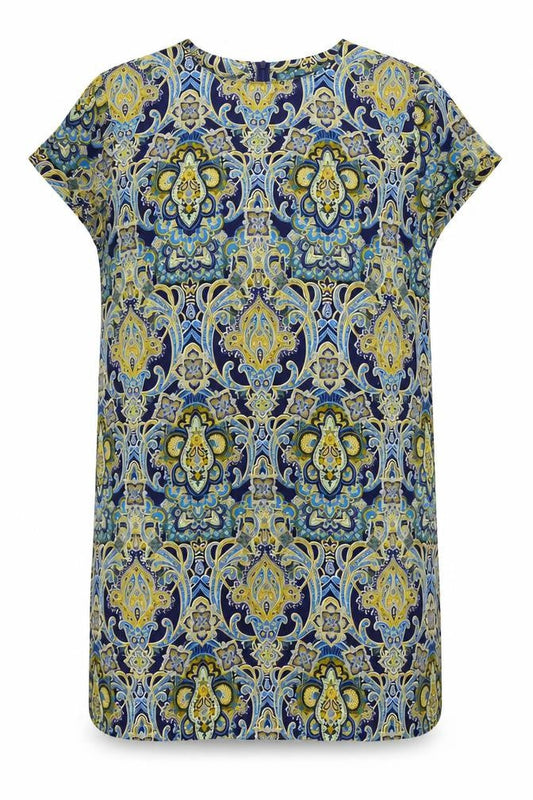 Front view of Boohoo women’s multicoloured geometric basic blouse, size UK 12