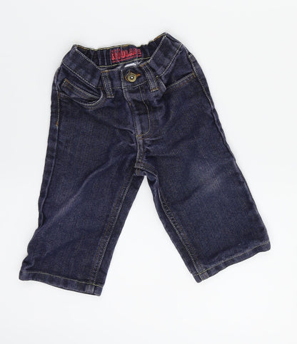 Front view of George boys’ blue jogger jeans, size 9-12, months