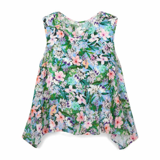 Front view of Zara women’s multicoloured floral basic blouse, size UK 6