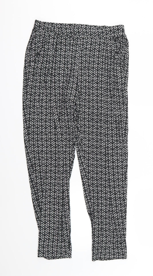 Marks and Spencer Womens Black Herringbone  Harem Trousers Size 10 L26 in