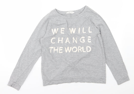 H&M Girls Grey  Jersey Pullover Sweatshirt Size 12-13 Years  - Slogan