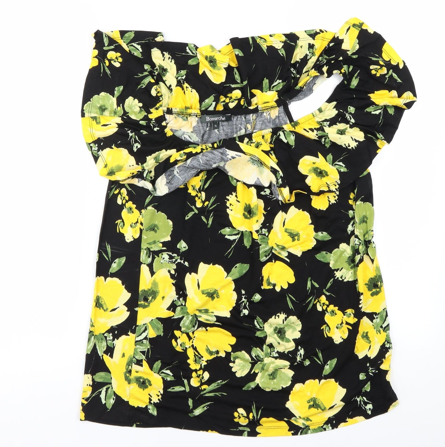 Bonmarché Womens Black Floral  Basic Blouse Size 12