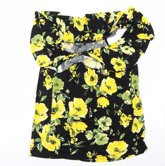Bonmarché Womens Black Floral  Basic Blouse Size 12