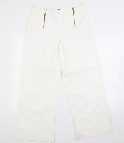Additional front view of Bianca women’s white trousers, size UK 14, 28-inch leg