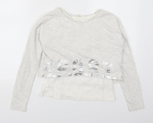 H&M Girls Grey   Pullover Sweatshirt Size 11-12 Years  - Sport