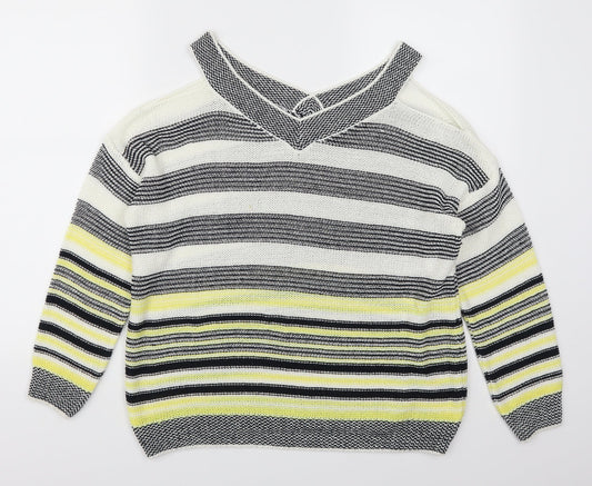 F&F Womens Yellow Striped  Pullover Jumper Size 12
