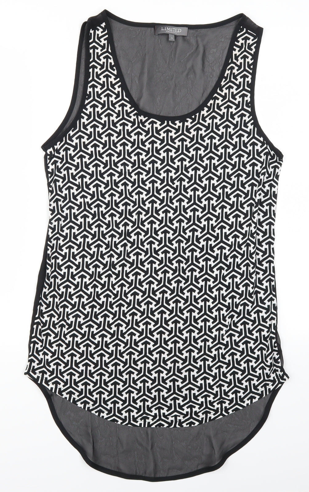 Marks and Spencer Womens Black Geometric  Basic Tank Size 12  - Black and White