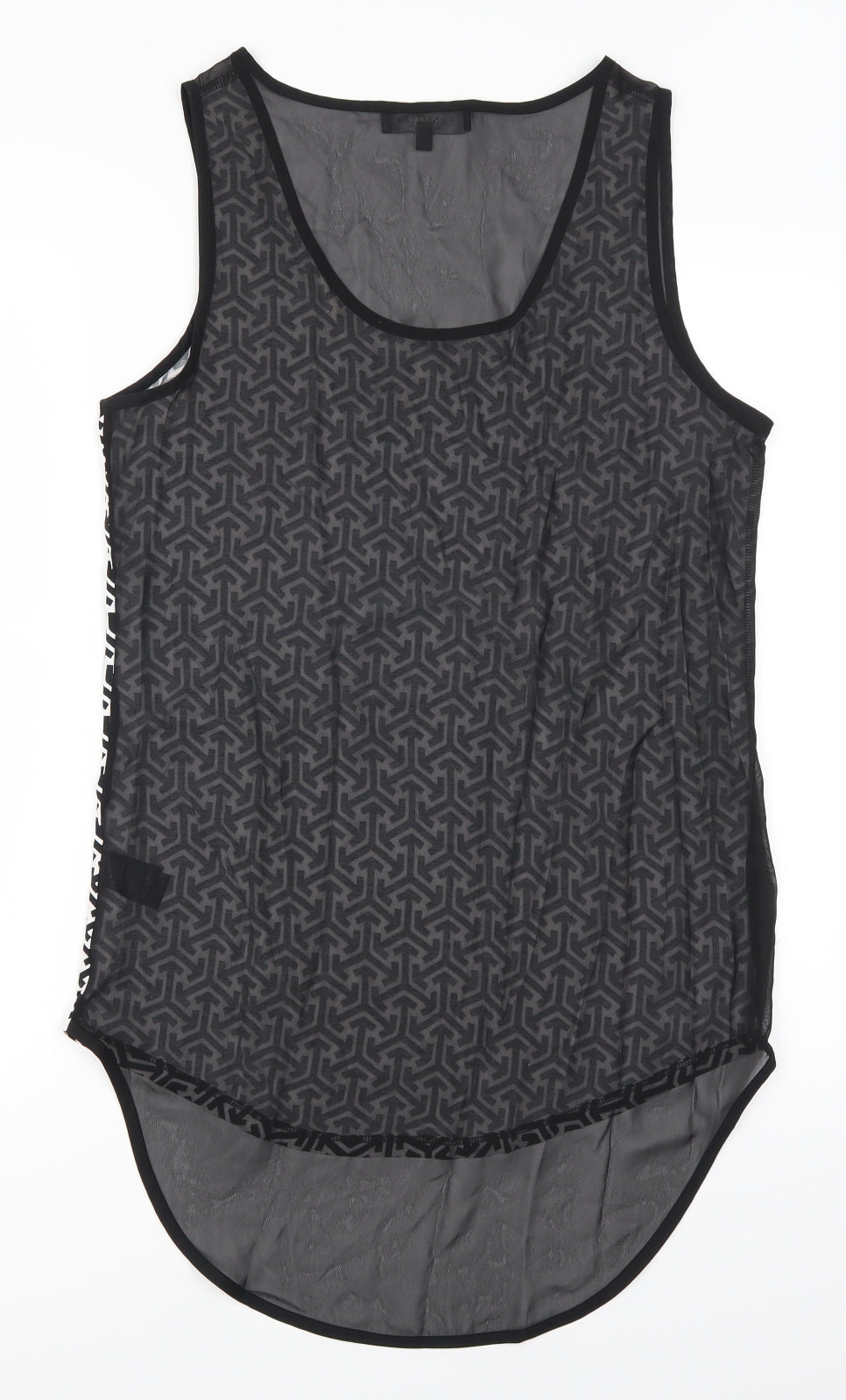 Marks and Spencer Womens Black Geometric  Basic Tank Size 12  - Black and White