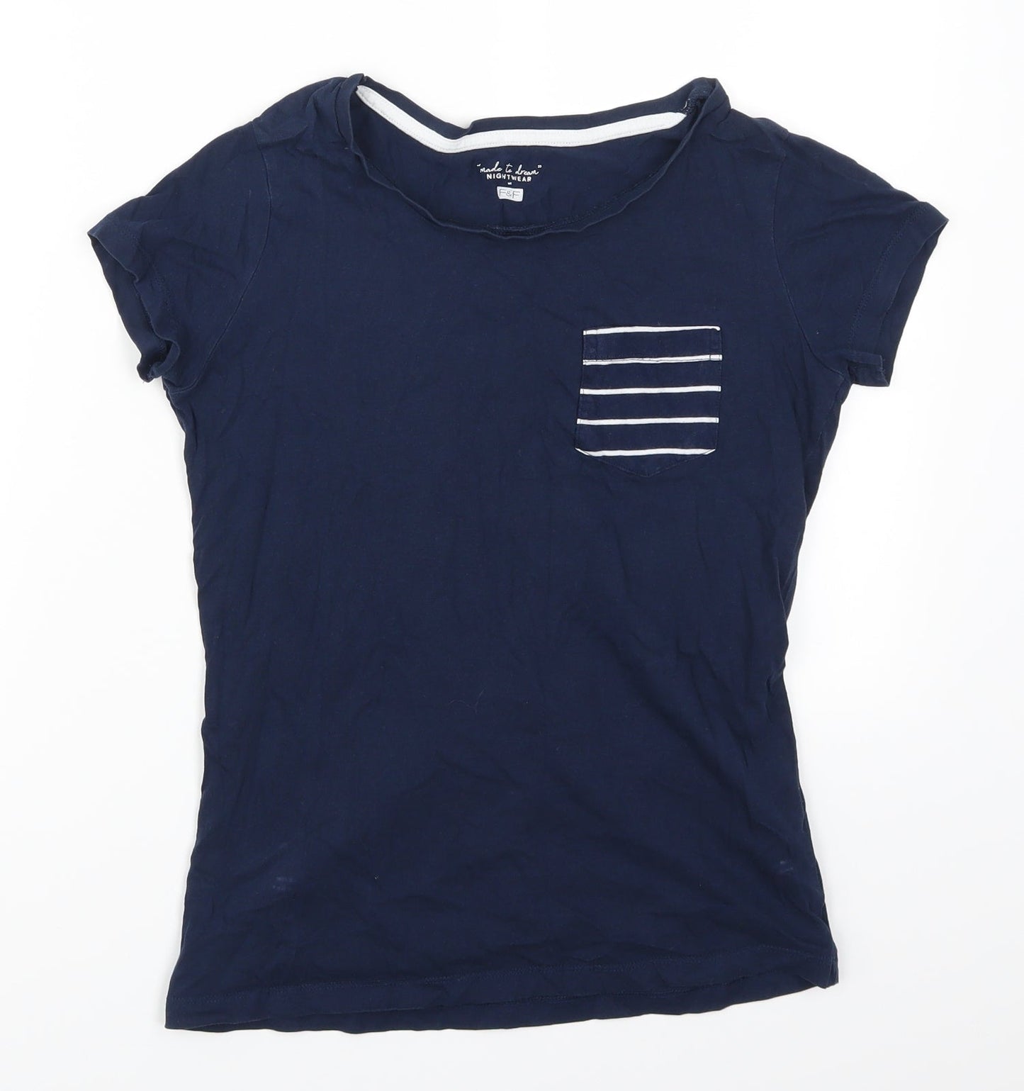 F&F Womens Blue Solid  Top Pyjama Top Size 6