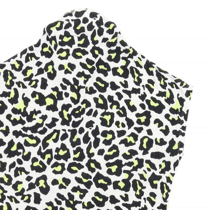 Close-up detail of Next women’s multicoloured animal print basic blouse, size UK 14