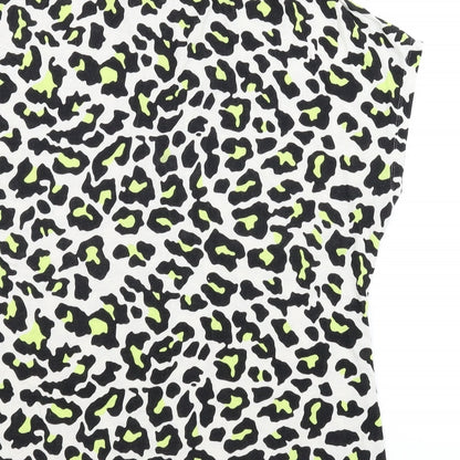 Brand and care label for Next women’s multicoloured animal print basic blouse, size UK 14